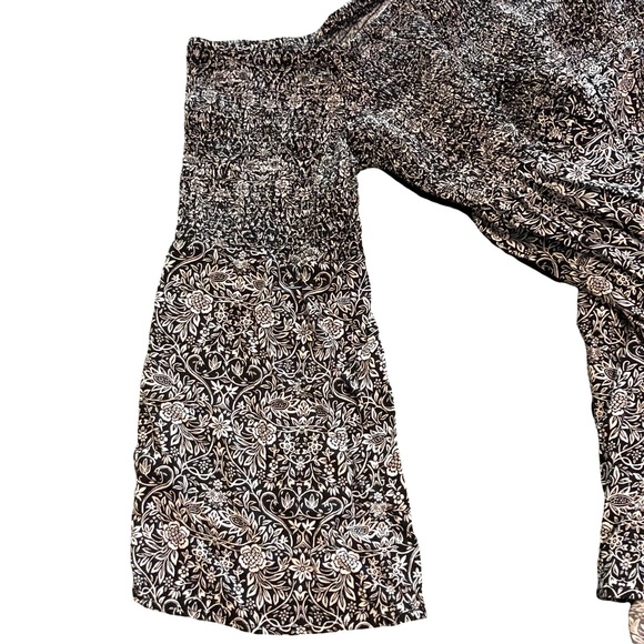 Torrid SZ 3 Smocked Mini Dress/Tunic Top Abstract Floral Print Off Shoulder - Picture 2 of 7